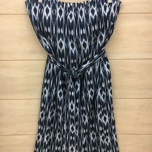 Athleta Blue & White Strapless Dress W/Pockets